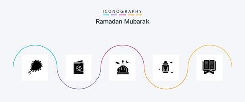 Ramadan Glyphe 5 Icon Pack inklusive Islam. Koran. Muslim. beten. Islam vektor