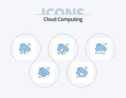 Cloud-Computing-blaues Icon-Pack 5-Icon-Design. Post. Musik. Technologie. Multimedia. Wolke vektor