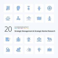 20 strategisches Management und strategische Marktforschung blaues Symbolpaket wie Technologiestrategie Darlehen Computererfolg vektor