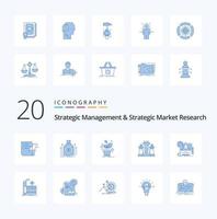 20 strategisk förvaltning och strategisk marknadsföra forskning blå Färg ikon packa tycka om teknologi strategi lån dator Framgång vektor