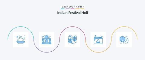 holi blå 5 ikon packa Inklusive mat. fest. odla. pulver. kalender vektor