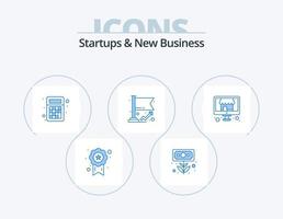 Startups und neue Unternehmen blaues Icon Pack 5 Icon Design. wachsen. Graph. Geld. Flagge. Mathe vektor