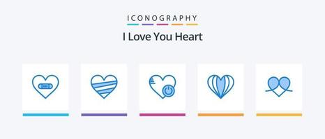 hjärta blå 5 ikon packa Inklusive hjärta. tycka om. tycka om. hjärta. av. kreativ ikoner design vektor