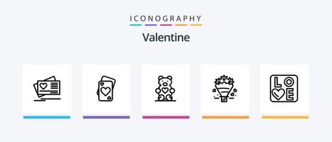Valentine Line 5 Icon Pack inklusive Hochzeit. Liebe. Tee. Kompass. liebend. kreatives Symboldesign vektor