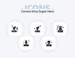 korona virus super hjälte glyf ikon packa 5 ikon design. läkare. läkare. manlig. läkare. manlig vektor