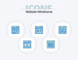 Website Wireframe Blue Icon Pack 5 Icon-Design. Buchseite. Netz. sicher. seo. Stichwort vektor