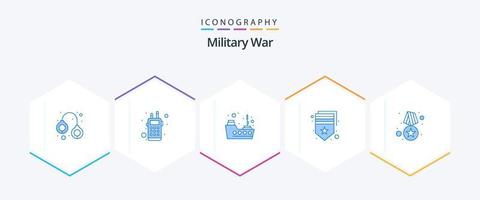 militär krig 25 blå ikon packa Inklusive bricka. militär. militär. sparre. ärm vektor