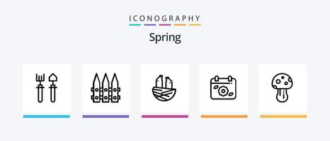 Spring Line 5 Icon Pack inklusive Stuhl. Schönheit. Pilz. Frühling. Schmetterling. kreatives Symboldesign vektor