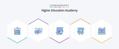 akademi 25 blå ikon packa Inklusive bärbar dator. konto. studie. universitet. utbildning vektor