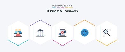 Business und Teamwork 25 flaches Icon Pack inklusive Netzwerk. Geschäft. Finanzen und Wirtschaft. Technologie vektor