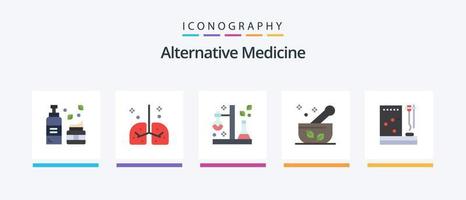 Alternativmedizin Flat 5 Icon Pack inklusive Suppe. medizinisch. Medizin. Krankenhaus. prüfen. kreatives Symboldesign vektor