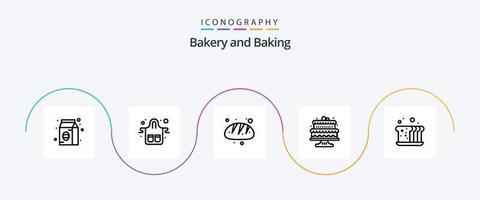 Backlinie 5 Icon Pack inklusive Bäckerei. Kuchen. Restaurant. Backen. Essen vektor