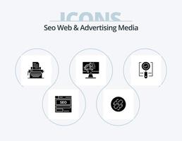 seo webb och reklam media glyf ikon packa 5 ikon design. högtalare. högtalare. url. publicera. skriver vektor