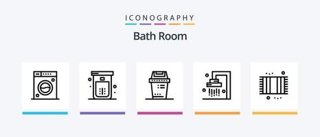 Badezimmerlinie 5 Icon Pack inklusive Dusche. Reinigung. Werkzeug. Badezimmer. Dusche. kreatives Symboldesign vektor