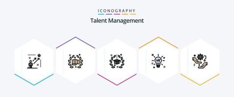 talentmanagement 25 gefülltes linien-icon-pack inklusive idee. Birne. Hand. Universität. Hut vektor