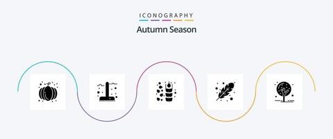 höst glyf 5 ikon packa Inklusive natur. kall. säsong. falla. höst vektor