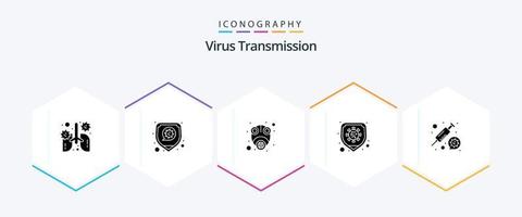 Virusübertragung 25 Glyphen-Icon-Pack inklusive Medizin. Virus. Epidemie. Schutz. Krankheit vektor