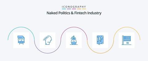 nackte Politik und Fintech-Industrie blau 5 Icon Pack inklusive Verfassung. Buch. Referendum. Russland. Matrjoschka vektor