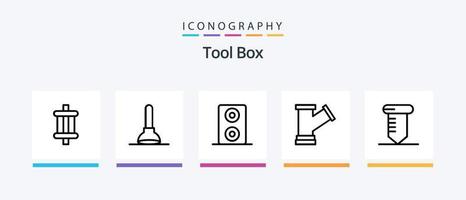 Tools Line 5 Icon Pack inklusive . Zimmerei. Konstruktion. kreatives Symboldesign vektor