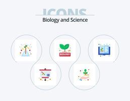 biologi platt ikon packa 5 ikon design. utbildning. växt. vetenskap. natur. biologi vektor