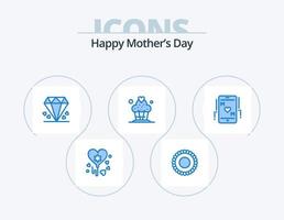glücklicher Muttertag blau Icon Pack 5 Icon Design. . Mutter. Mutter. Liebe. Wüste vektor