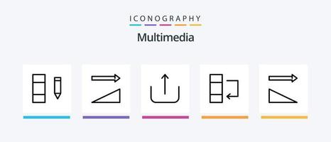 multimedia linje 5 ikon packa Inklusive . tabell. sortera. ny. sortering. kreativ ikoner design vektor