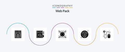 Web Pack Glyph 5 Icon Pack inklusive Klick. Benutzer. Netz. Text. Schnittstelle vektor