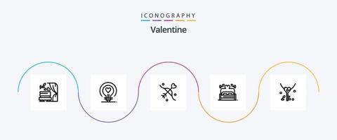 valentine linje 5 ikon packa Inklusive kärlek. kärlek. Glödlampa. dag. valentine vektor