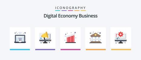 digital ekonomi företag platt 5 ikon packa Inklusive redskap. kodning. tillväxt. dator. ekonomi. kreativ ikoner design vektor