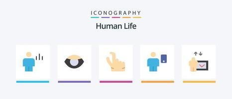 Human Flat 5 Icon Pack inklusive Bildung. menschlich. Vision. Gerät. Benutzerbild. kreatives Symboldesign vektor