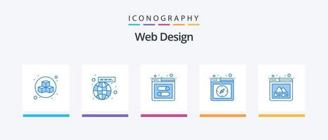 Webdesign Blue 5 Icon Pack inklusive Web. Galerie. Netz. Netz. Buchseite. kreatives Symboldesign vektor