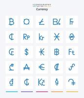 kreativ valuta 25 blå ikon packa sådan som utländsk. utbyta. blockchain. franc. panama vektor