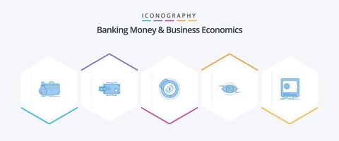 bank pengar och företag ekonomi 25 blå ikon packa Inklusive marknadsföring. företag. pengar. Graf. diagram vektor