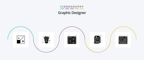 Grafikdesigner Glyph 5 Icon Pack inklusive Design. Bild. Ausgleich. Idee. Designer vektor