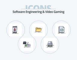 programvara teknik och video gaming linje fylld ikon packa 5 ikon design. förbindelse. vr. börja. virtuell. verklighet vektor