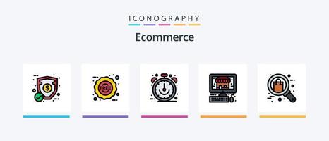 E-Commerce-Linie gefüllt 5 Icon Pack inklusive Angebot. Einkaufen. E-Commerce. Geschäft. Kasten. kreatives Symboldesign vektor