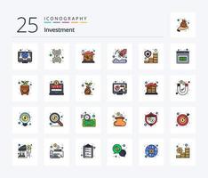 investering 25 linje fylld ikon packa Inklusive investering. börja. eko. investering. företag vektor