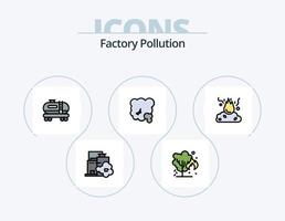 Fabrikverschmutzungslinie gefüllt Icon Pack 5 Icon Design. Organ. Herz. Luft. Krebs. Verschmutzung vektor