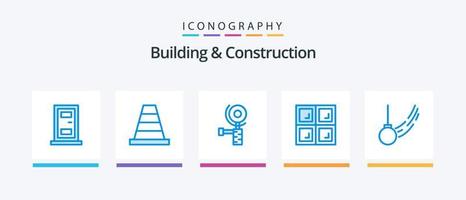 byggnad och konstruktion blå 5 ikon packa Inklusive . boll. slipning. bunden. pendel. kreativ ikoner design vektor