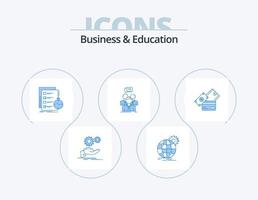 Business und Bildung blau Icon Pack 5 Icon Design. treffen. Gruppe. weltweit. Zeit. Liste vektor