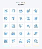 Creative Business 25 Blue Icon Pack wie Rakete. Geld. betrachten. Münzen. Arbeiten vektor