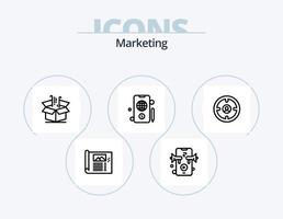 Marketing-Linie Icon Pack 5 Icon-Design. Kasten. Nachricht. Telefon. Finanzen. öffentlich vektor