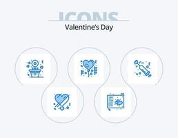 Valentinstag blau Icon Pack 5 Icon Design. Arzneimittel. Liebe. Musik. Ballon. Rose vektor