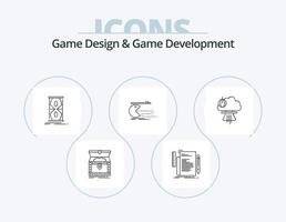 spieldesign und spielentwicklung line icon pack 5 icon design. Geschäft. Wagen. speziell. Mehrspieler. Welt vektor