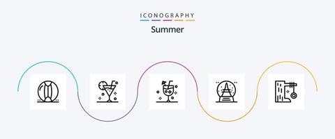 Summer Line 5 Icon Pack inklusive Schaukel. Spielzeug. trinken. Urlaub. Sommer vektor