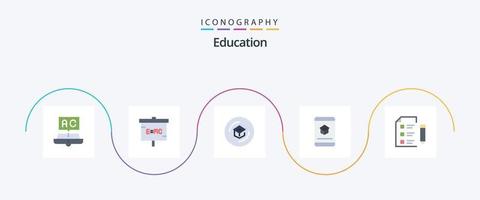 utbildning platt 5 ikon packa Inklusive utbildning. bok. laboratorium. skola. kunskap vektor