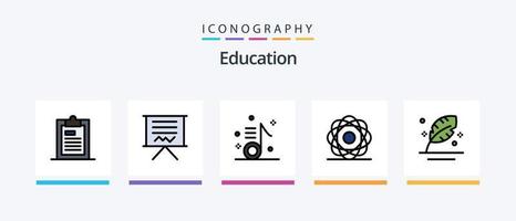 Bildungslinie gefüllt 5 Icon Pack inklusive Präsentation. Diagramm. Notiz. Diplom. Zertifikat. kreatives Symboldesign vektor