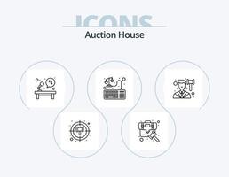 Auktionslinie Icon Pack 5 Icon Design. wickeln. Kasten. Gesetz. Gerichtsverhandlung. Datei vektor