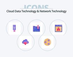 Cloud-Datentechnologie und Netzwerktechnologie flaches Icon-Pack 5-Icon-Design. Rechnen. Pfeil. USB . Rechnen. Ordner vektor