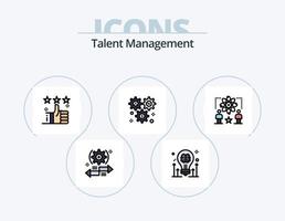 Talentmanagement-Linie gefüllt Icon Pack 5 Icon Design. Brainstorming. Gehirn. Idee. Lieferung. Stern vektor